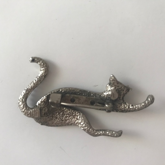 3/$25 Black Cat with Long Beaded Tail Brooch Pin - Picture 4 of 4